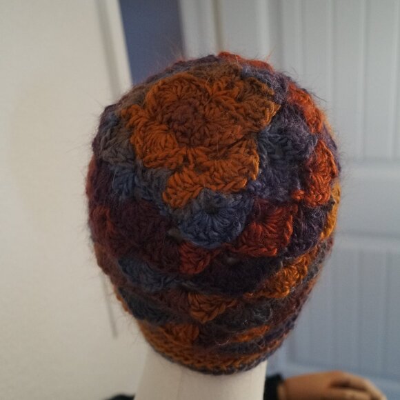 Brand New - Peacock Pull on Crochet Hat, Beanie Style - Picture 2 of 3